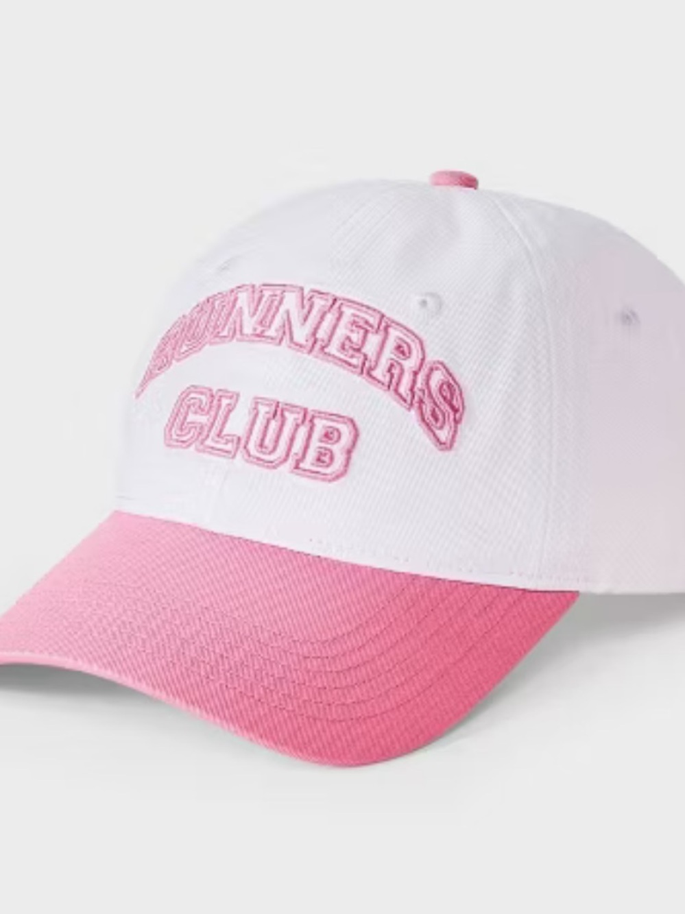 “RUNNERS CLUB” ALL IN MOTION BASEBALL HAT CAP WHITE PINK ADJUSTABLE ATHLETIC OS